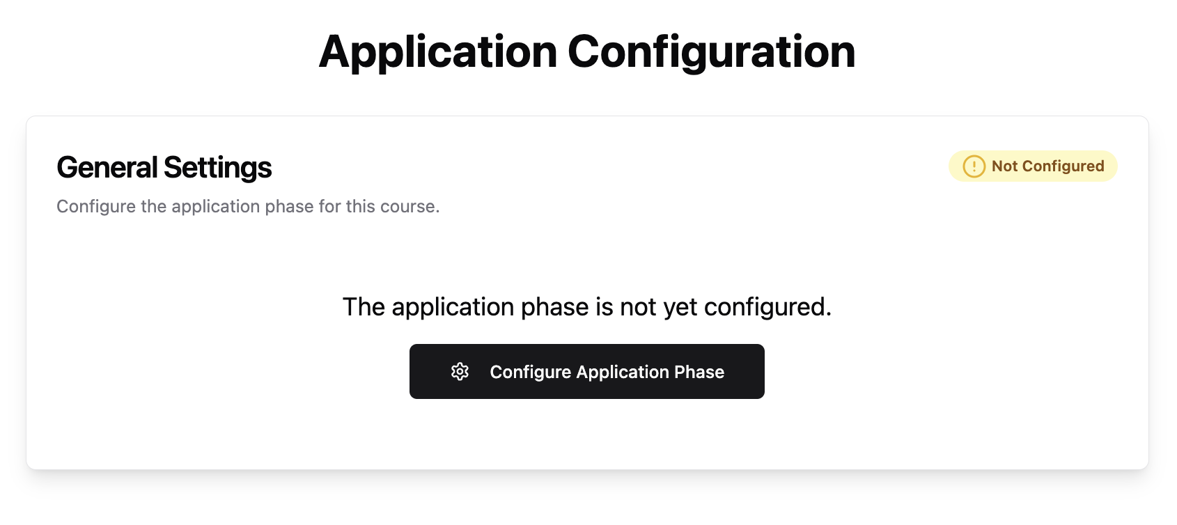 Application Phase Configuration